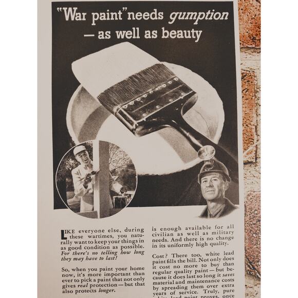 1942 Lead Paint "War Paint Needs GUMPTION‎ - as Well as Beauty" Vtg Print Ad - Picture 2 of 6